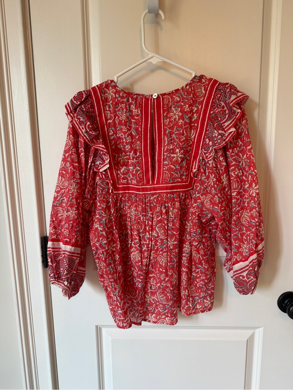 Cleobella Red Floral Ruffled Square-Yoke Blouse - Picture 5 of 7